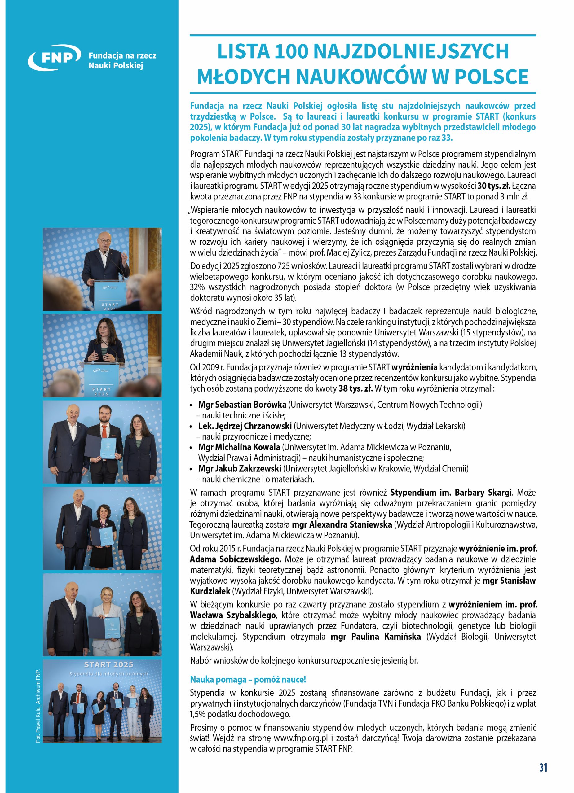 Lista 100 najzdolniejszych młodych naukowców w Polsce 1